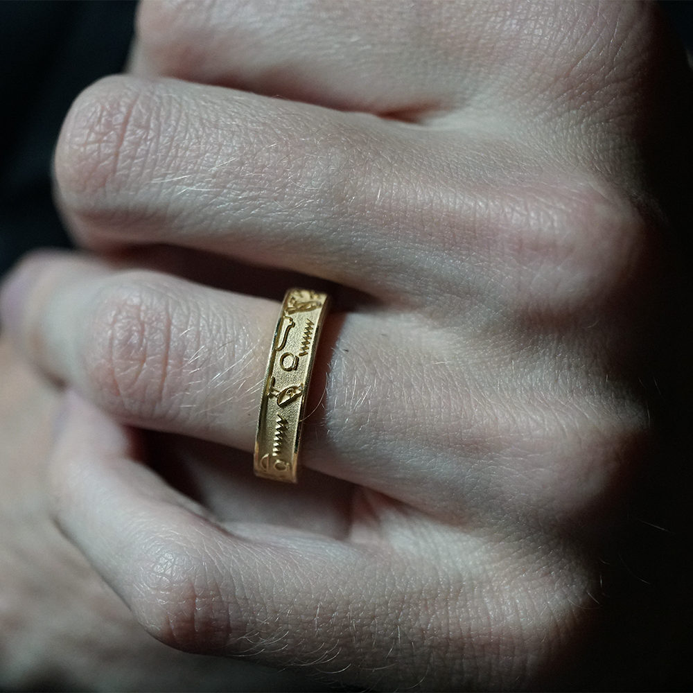 Hieroglyphics Ring in Sterling Silver, 14K and 18K Gold, 5mm