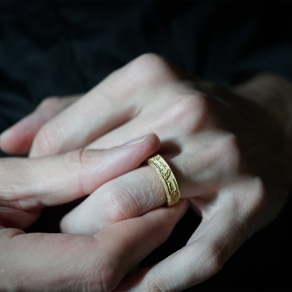 Hieroglyphics Ring in Sterling Silver, 14K and 18K Gold, 5mm