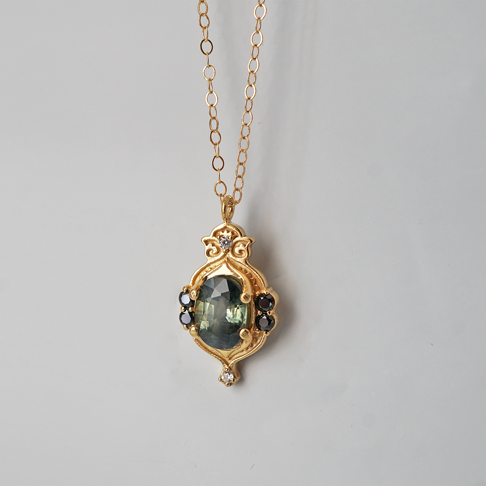 Teal Sapphire Sands of Time Necklace