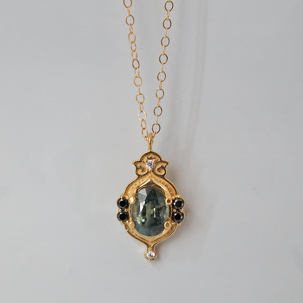 Teal Sapphire Sands of Time Necklace