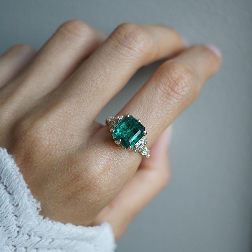 One Of A Kind: Emerald Knightsbridge Diamond Ring in 14K and 18K Gold - Tippy Taste Jewelry