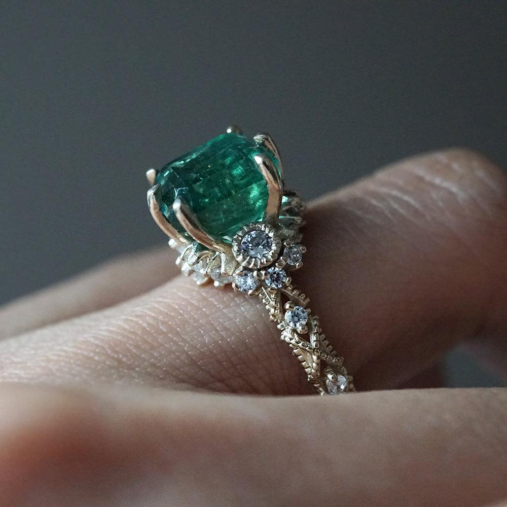 One Of A Kind: Emerald Knightsbridge Diamond Ring in 14K and 18K Gold - Tippy Taste Jewelry