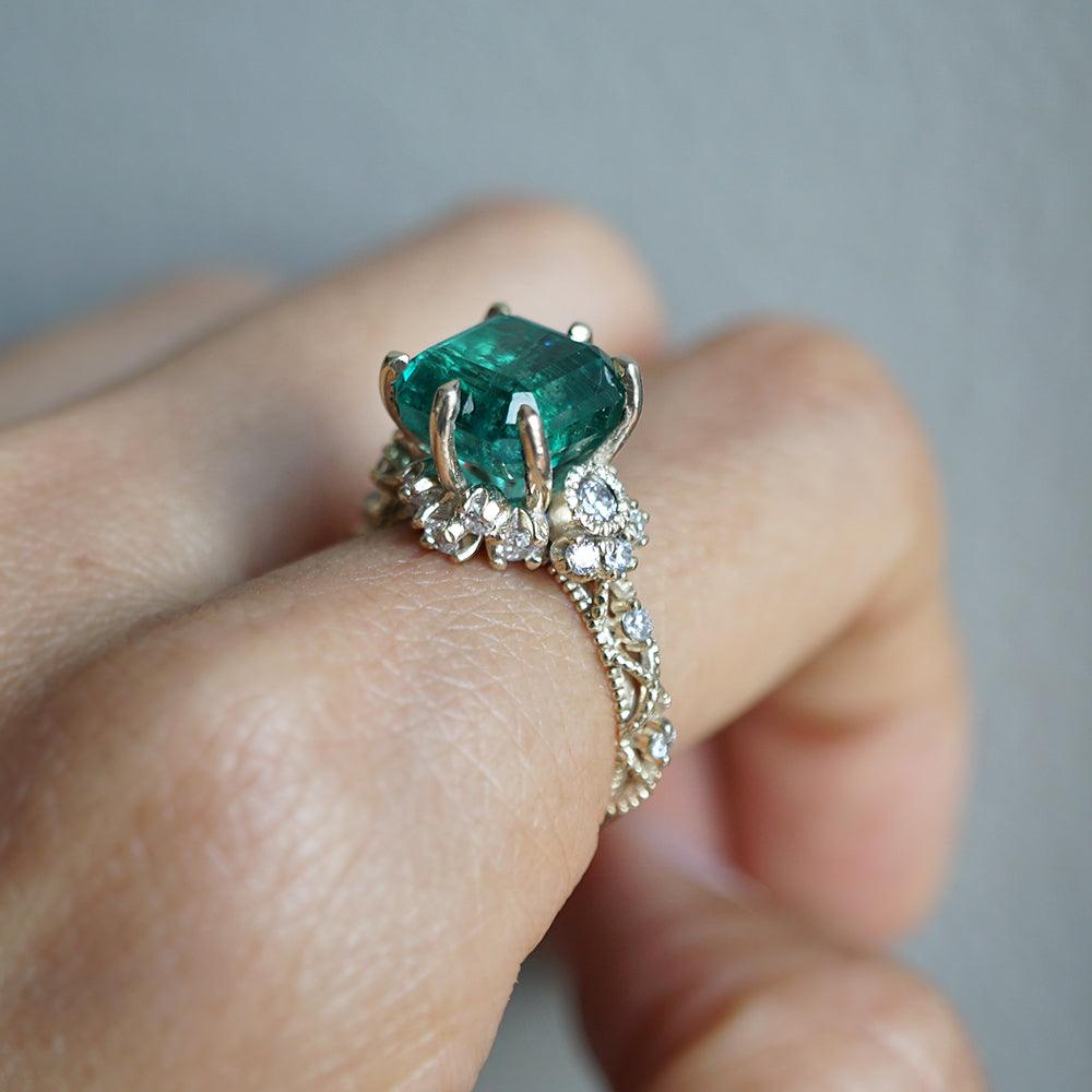 One Of A Kind: Emerald Knightsbridge Diamond Ring in 14K and 18K Gold - Tippy Taste Jewelry