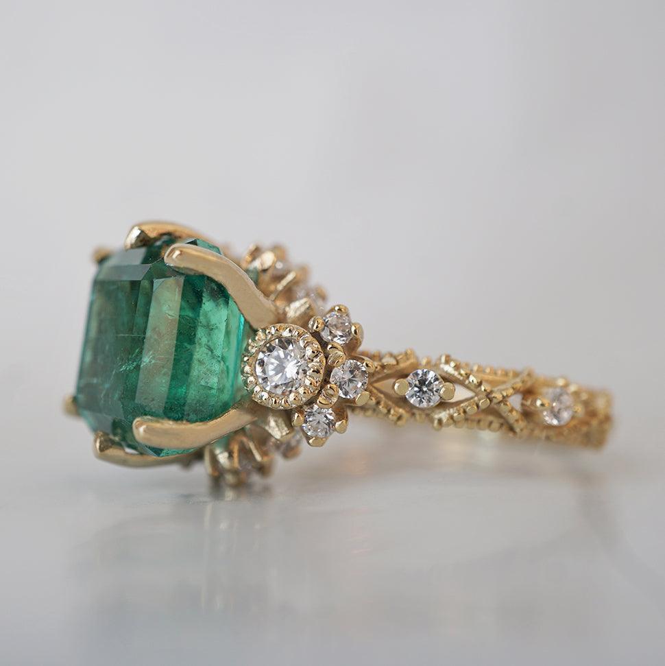 One Of A Kind: Emerald Knightsbridge Diamond Ring in 14K and 18K Gold - Tippy Taste Jewelry