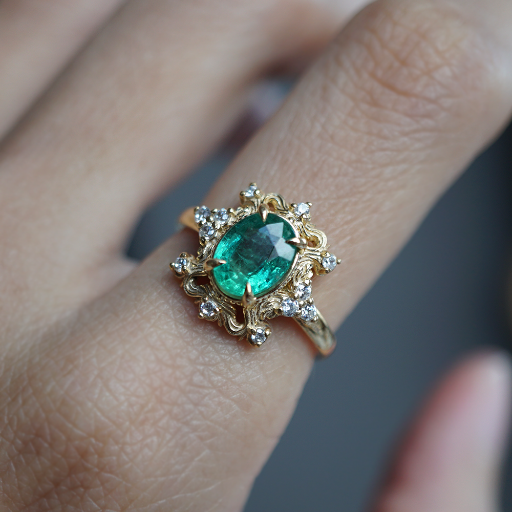 Emerald Dynasty Diamond Ring in 14K and 18K Gold