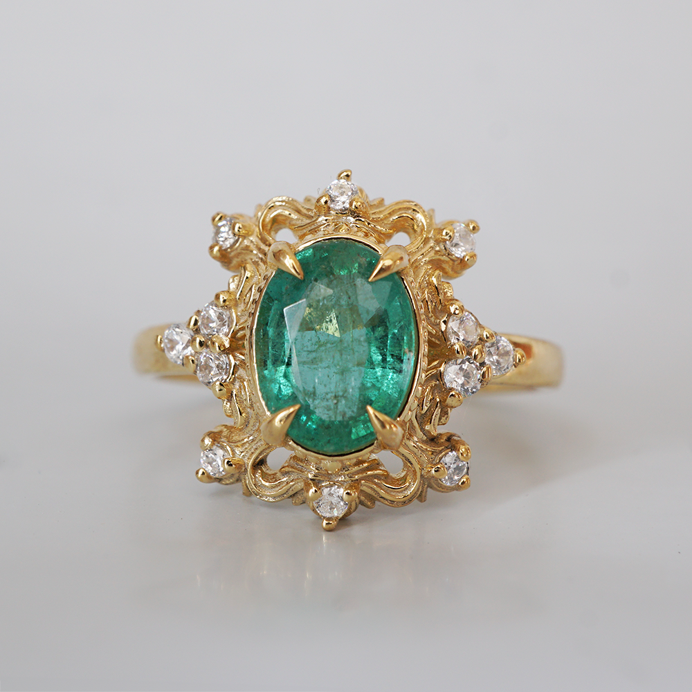 Emerald Dynasty Diamond Ring in 14K and 18K Gold