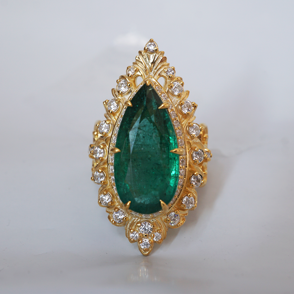 One Of A Kind: Elysium Emerald Diamond Ring in 14K and 18K Gold, 5.69ct