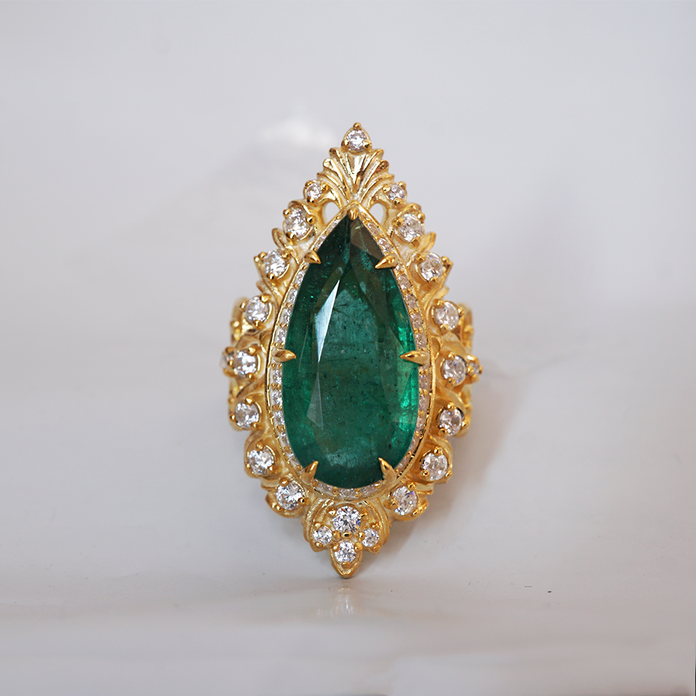 One Of A Kind: Elysium Emerald Diamond Ring in 14K and 18K Gold, 5.69ct