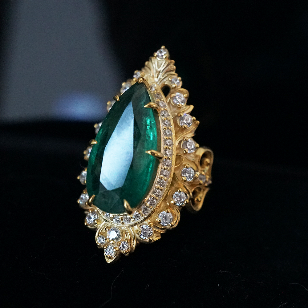 One Of A Kind: Elysium Emerald Diamond Ring in 14K and 18K Gold, 5.69ct