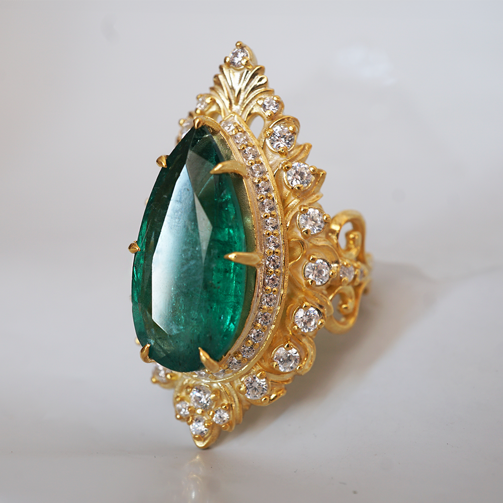 One Of A Kind: Elysium Emerald Diamond Ring in 14K and 18K Gold, 5.69ct