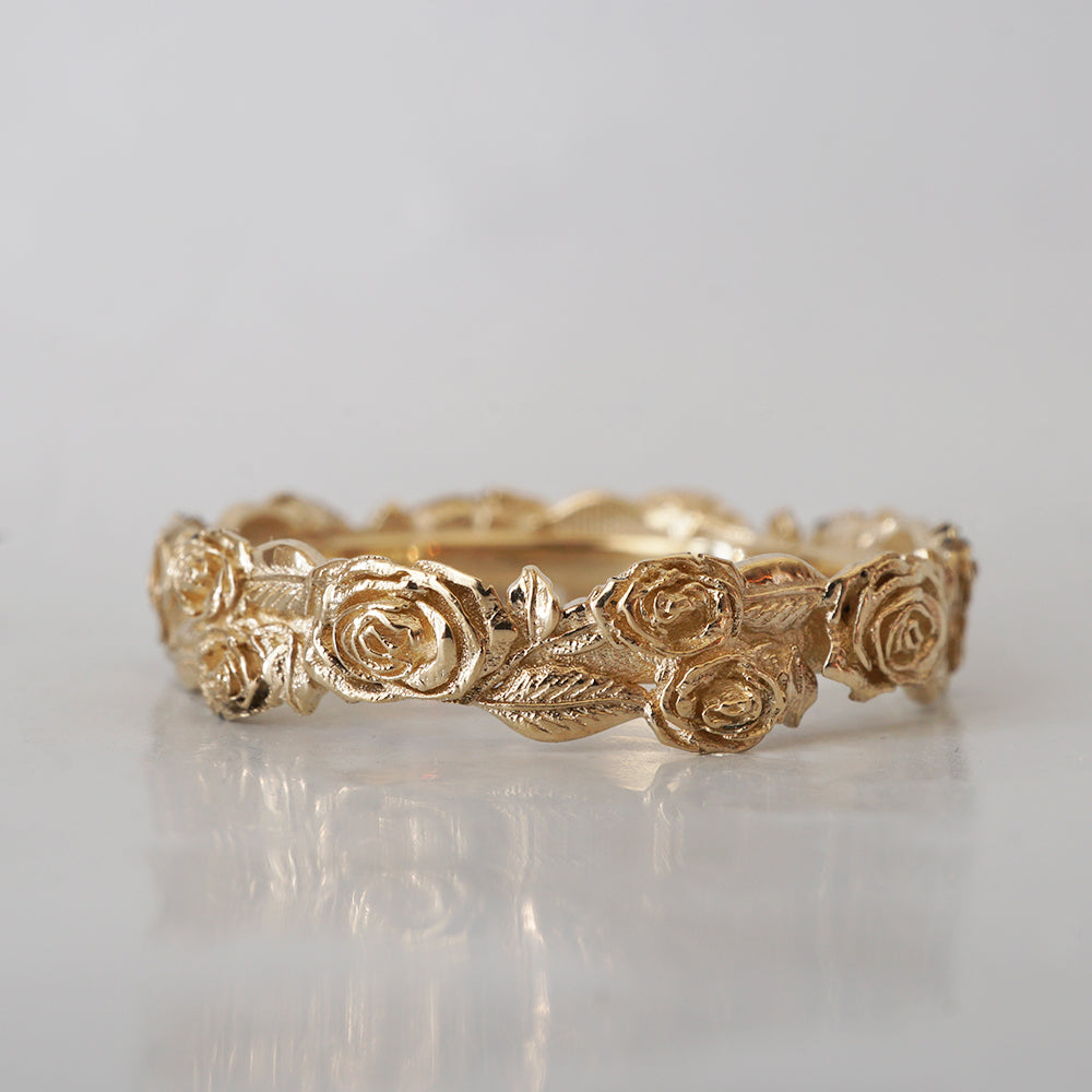 Floral Roses Eternity Band in 14K and 18K Gold