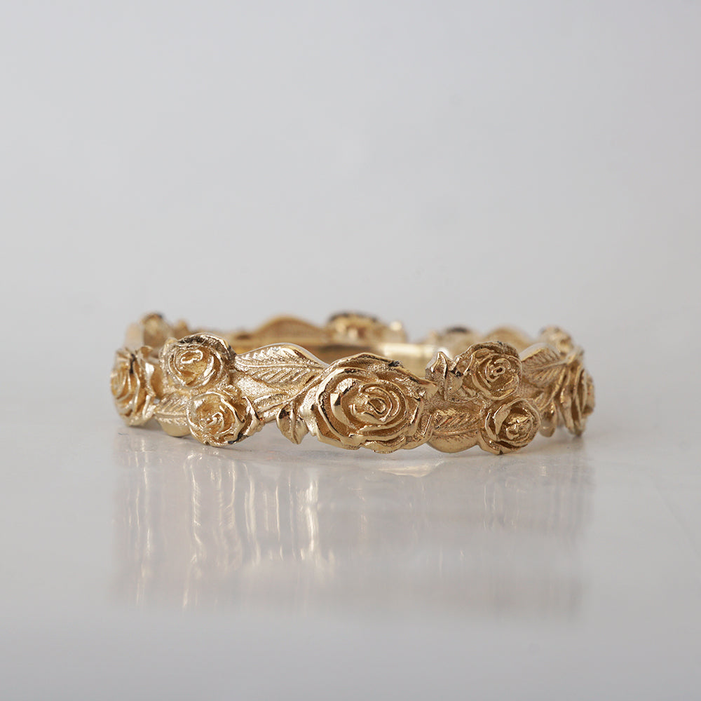 Floral Roses Eternity Band in 14K and 18K Gold