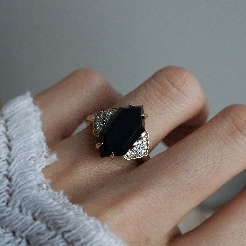 Frozen Onyx Diamond Ring in 14K and 18K Gold