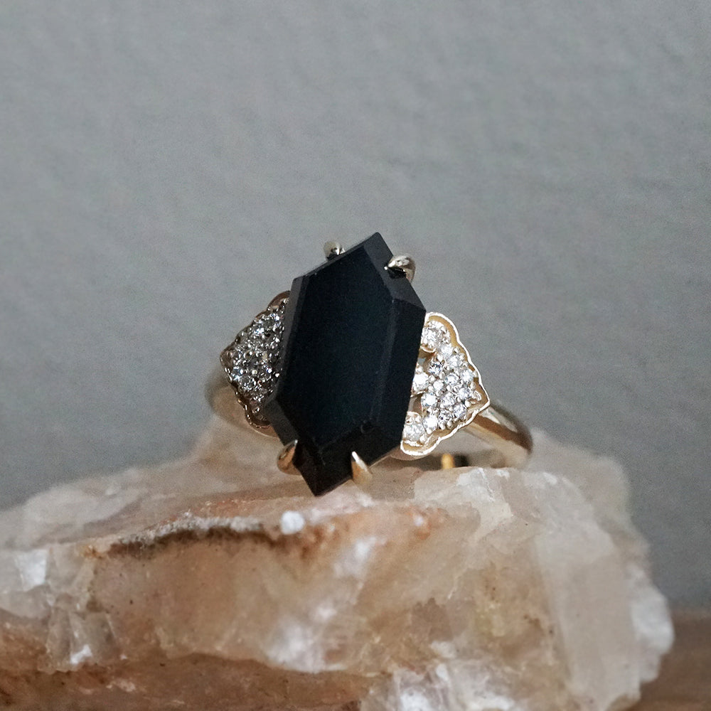 Frozen Onyx Diamond Ring in 14K and 18K Gold