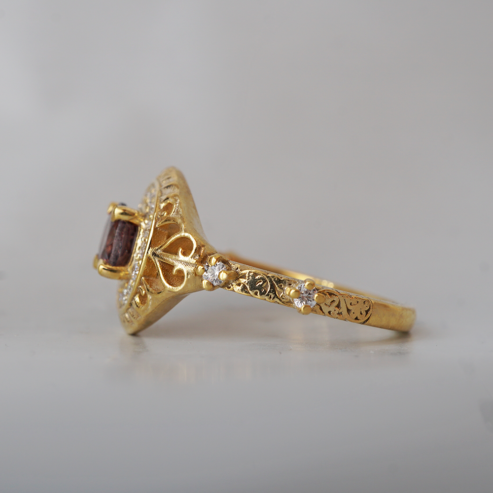 Limited Edition: Color Change Garnet Orbit Diamond Ring in 14K and 18K Gold