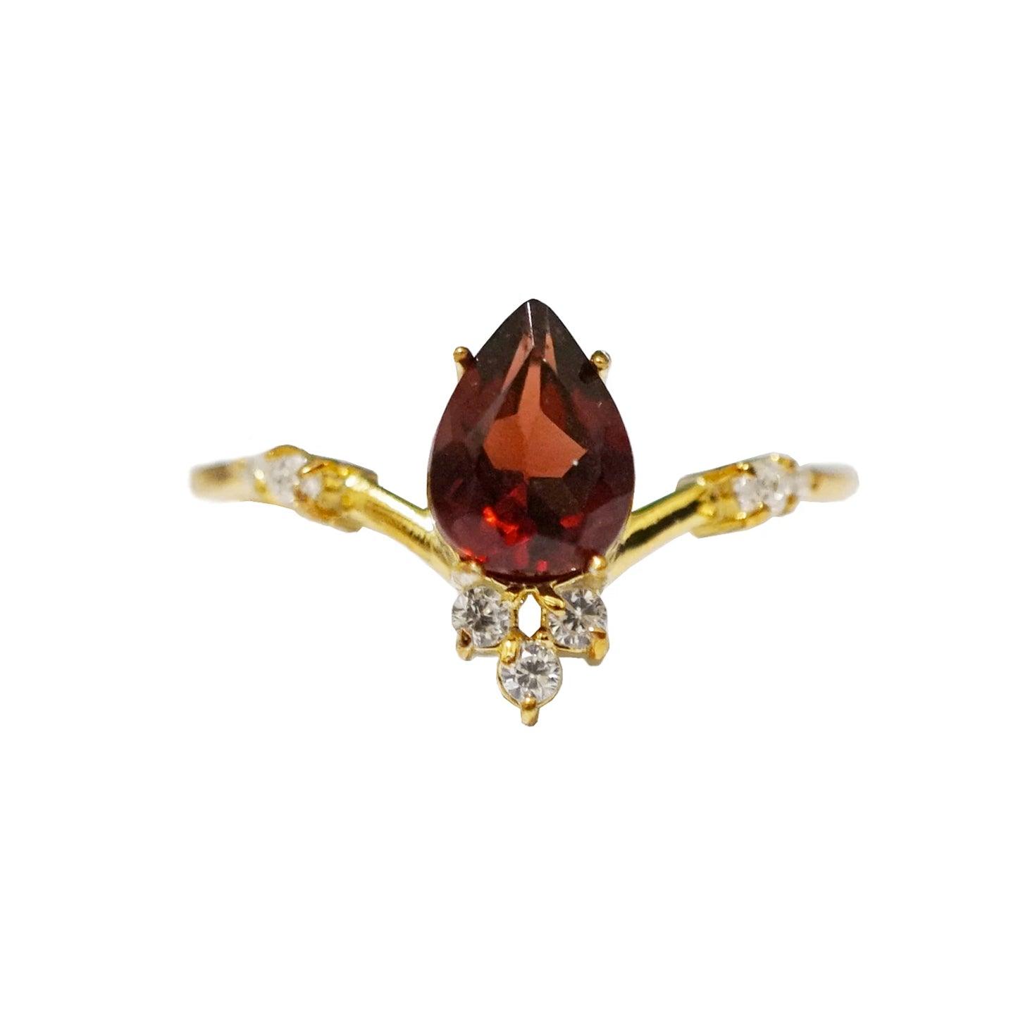 Garnet Blossom Ring - Tippy Taste Jewelry