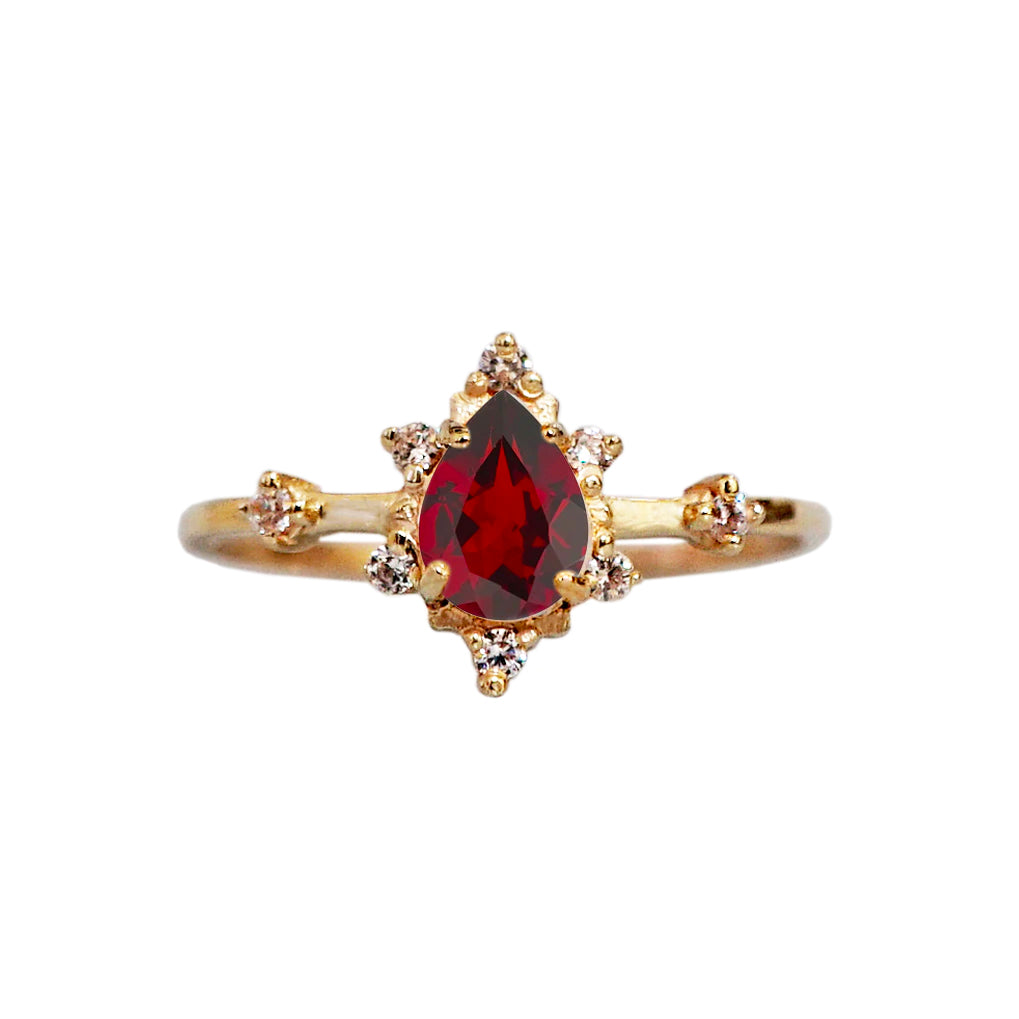 14K Crush Ring (Garnet, Moonstone, Aquamarine or Opal)