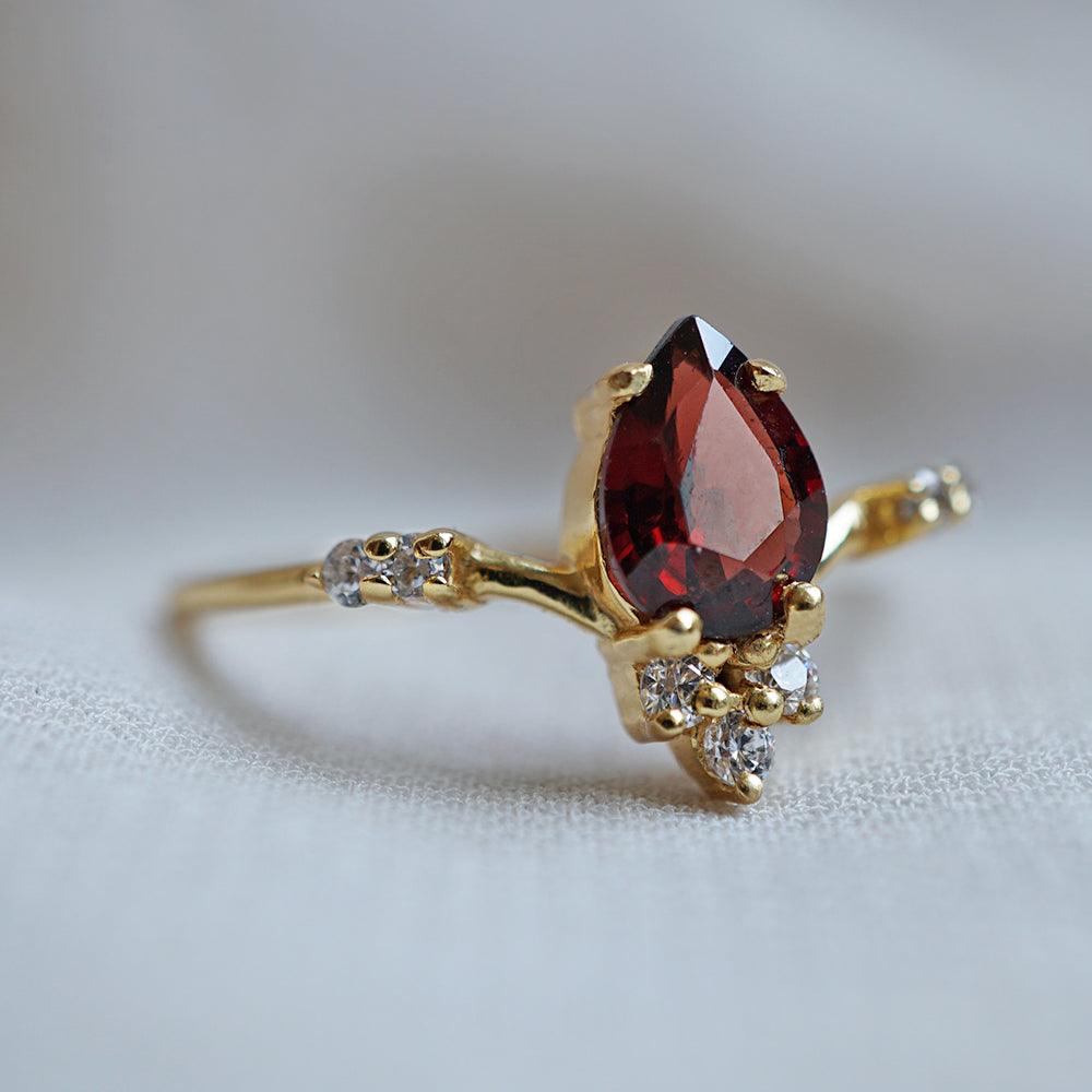 Garnet Blossom Ring - Tippy Taste Jewelry