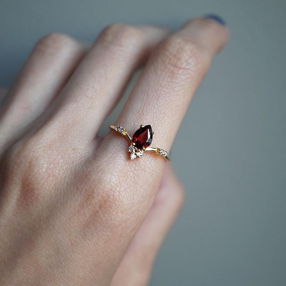 Garnet Blossom Ring - Tippy Taste Jewelry