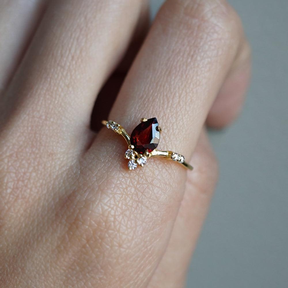 Garnet Blossom Ring - Tippy Taste Jewelry