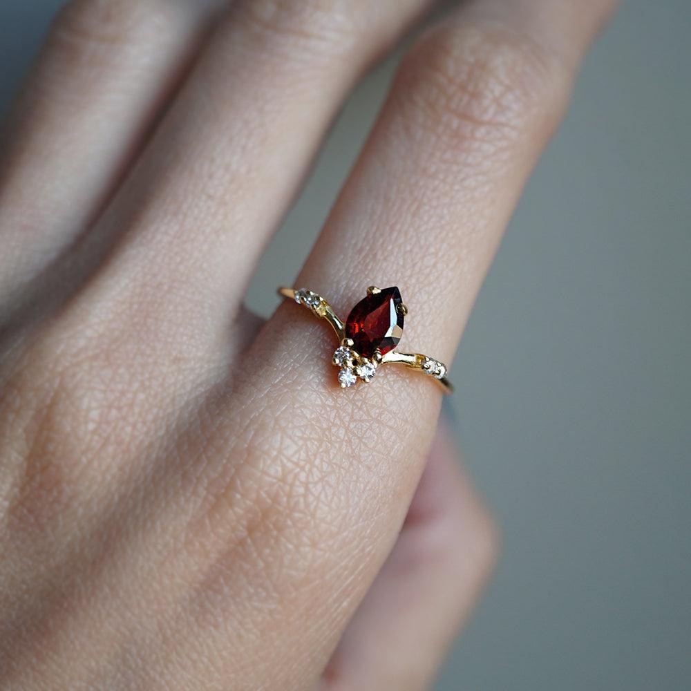 Garnet Blossom Ring - Tippy Taste Jewelry