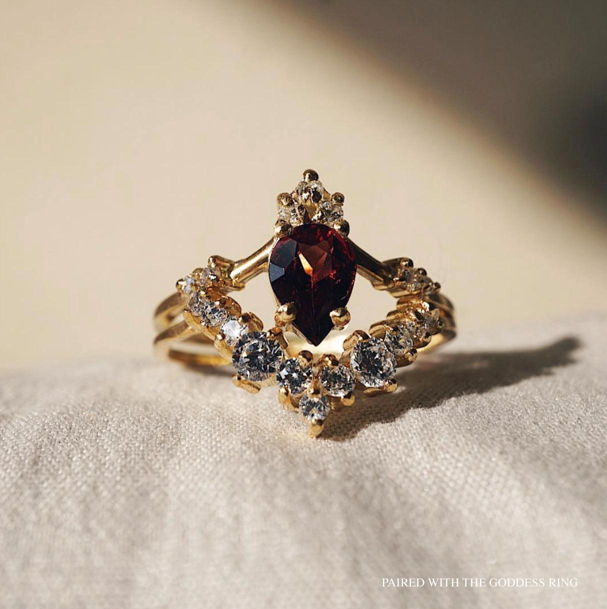 Garnet Blossom Ring - Tippy Taste Jewelry