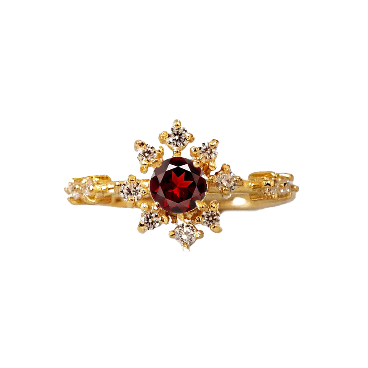 14K Round Rose Thorn Ring (Garnet or Moonstone)