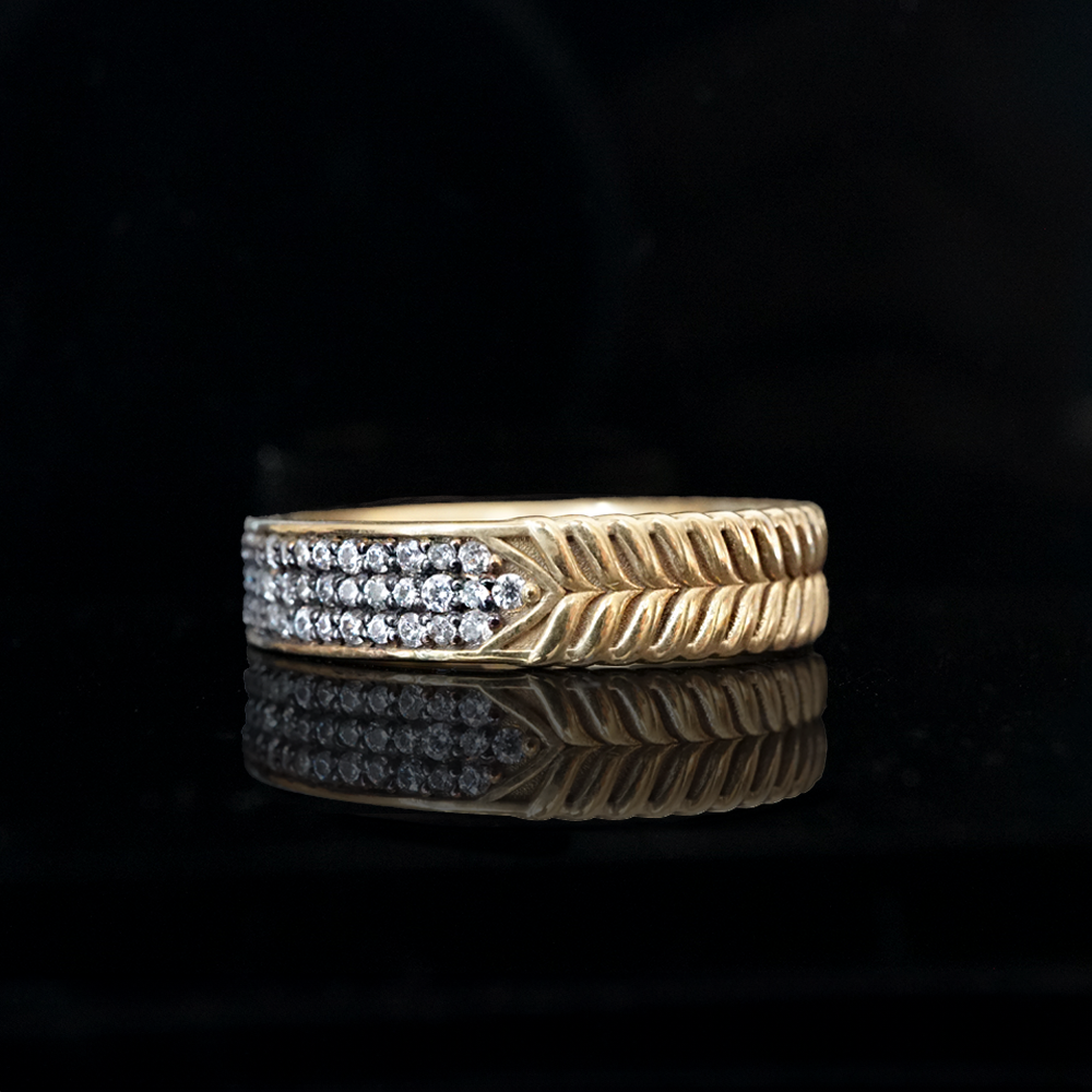 Gothic Spiral Diamond Ring in 14K and 18K Gold, 5mm