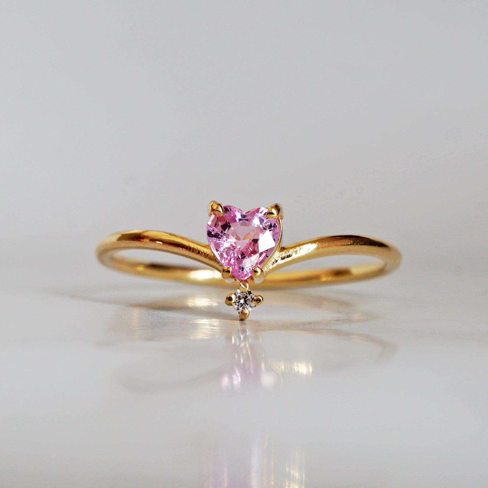 Elegant 14k gold pink outlet heart ring