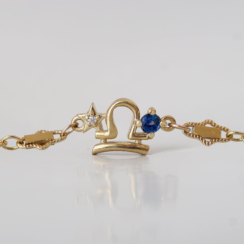 14K Libra Horoscope Birthstone Bracelet (Sapphire + Opal) - Tippy Taste Jewelry