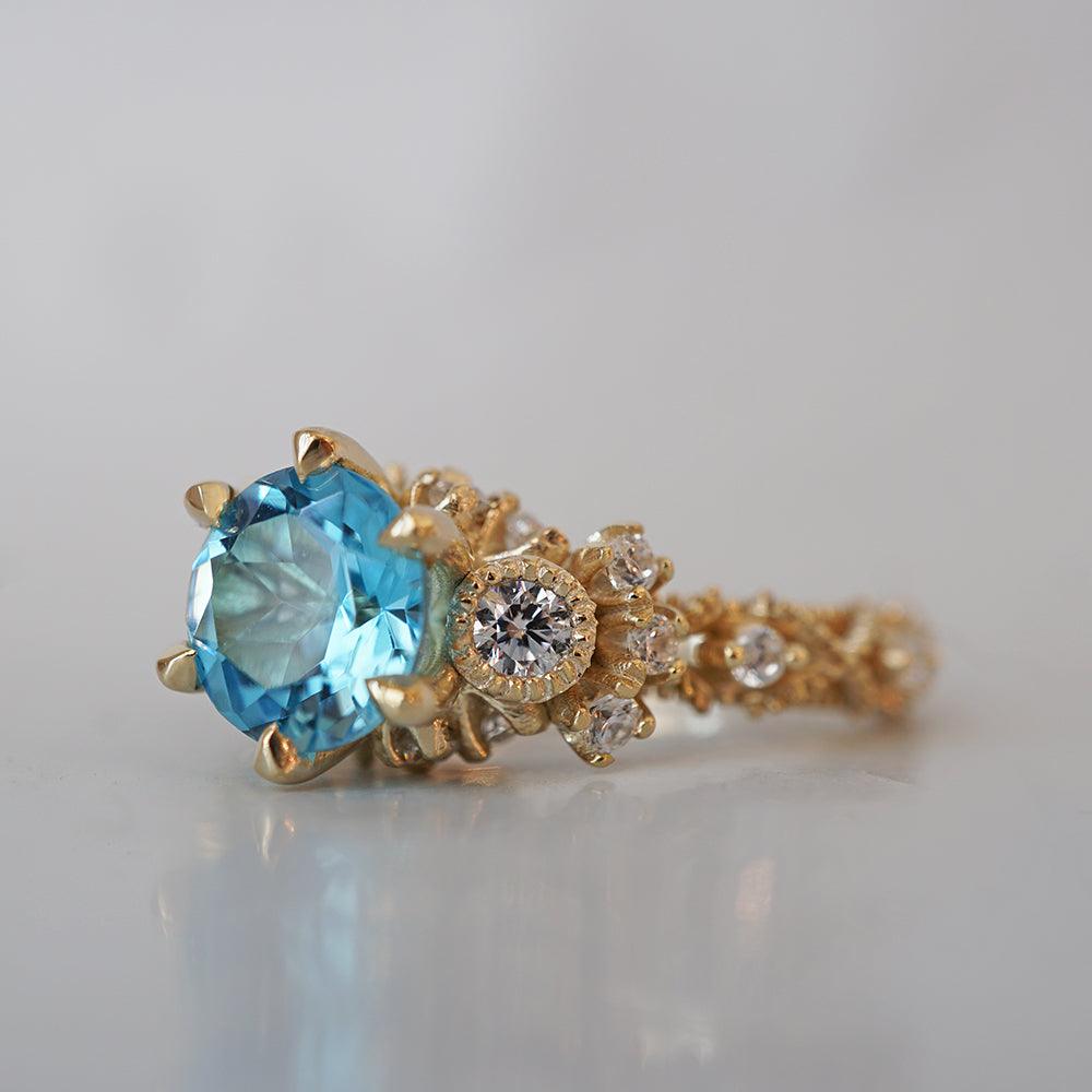 Blue Topaz Westminster Diamond Ring in 14K and 18K Gold - Tippy Taste Jewelry