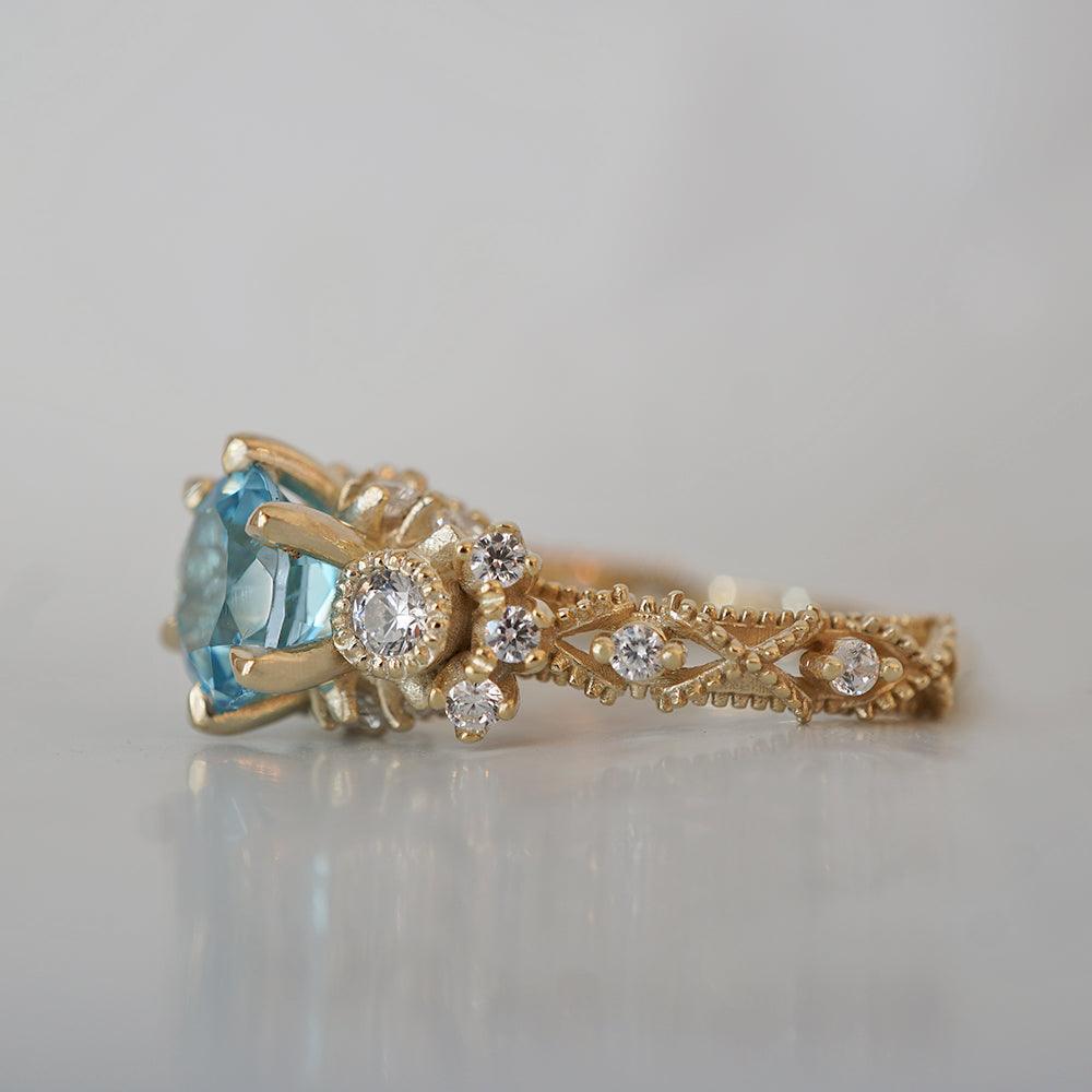 Blue Topaz Westminster Diamond Ring in 14K and 18K Gold - Tippy Taste Jewelry