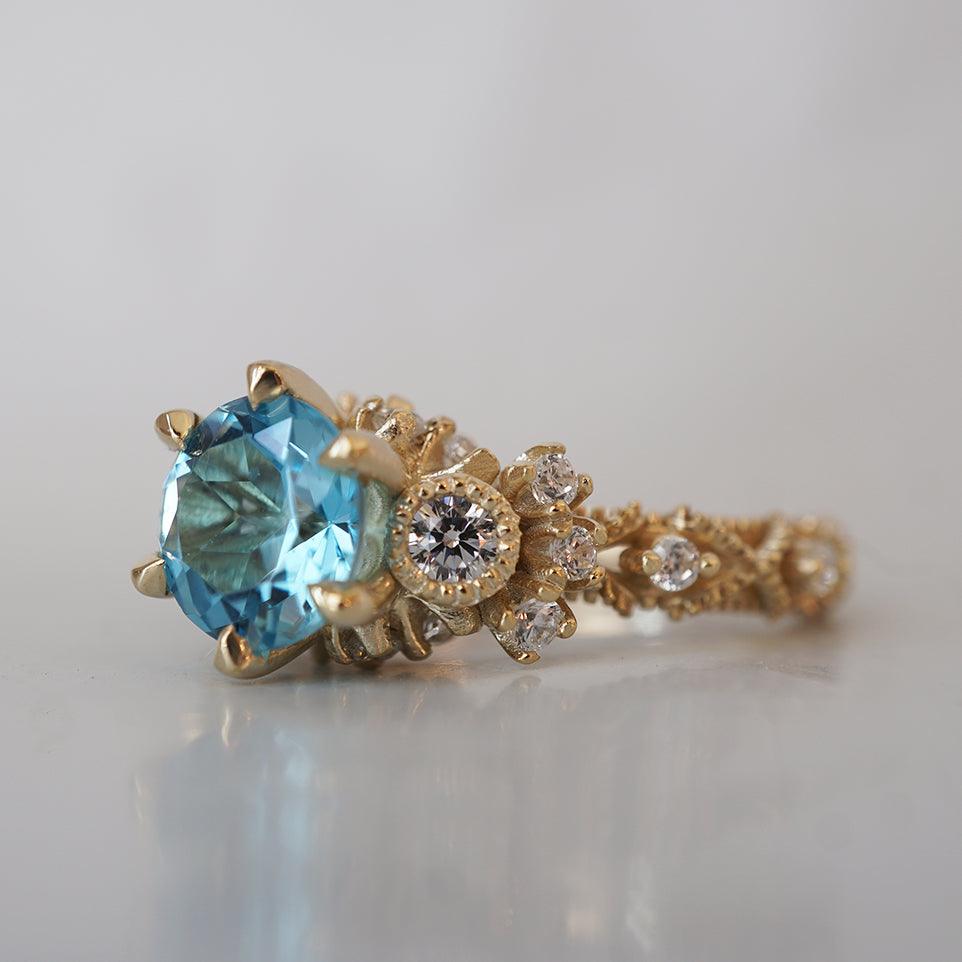 Blue Topaz Westminster Diamond Ring in 14K and 18K Gold - Tippy Taste Jewelry