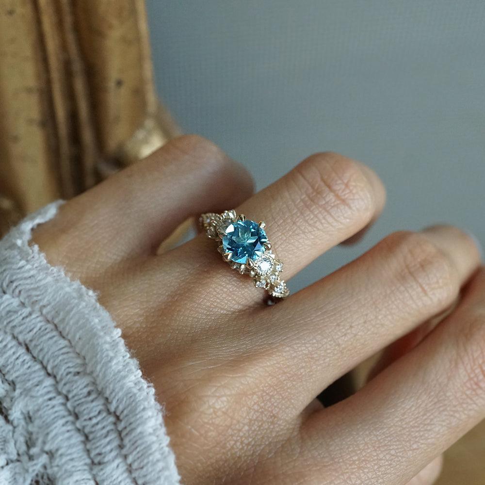 Blue Topaz Westminster Diamond Ring in 14K and 18K Gold - Tippy Taste Jewelry