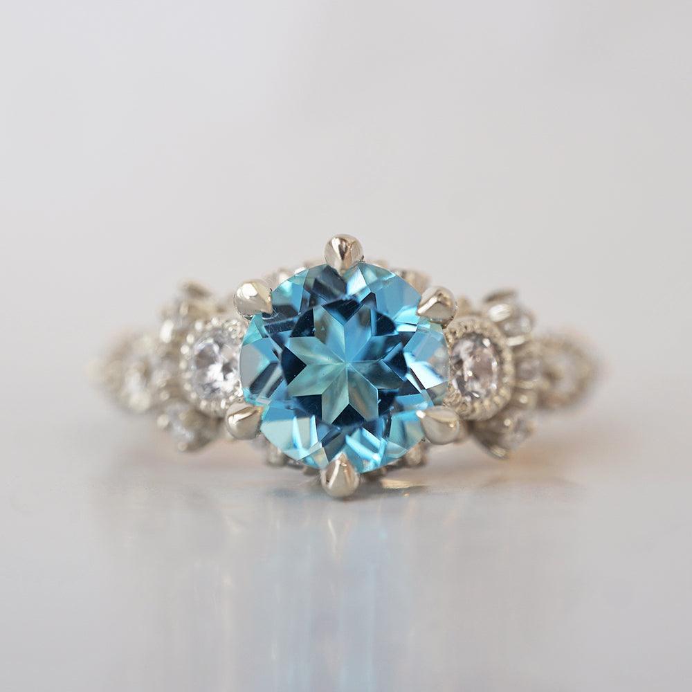 Blue Topaz Westminster Diamond Ring in 14K and 18K Gold - Tippy Taste Jewelry