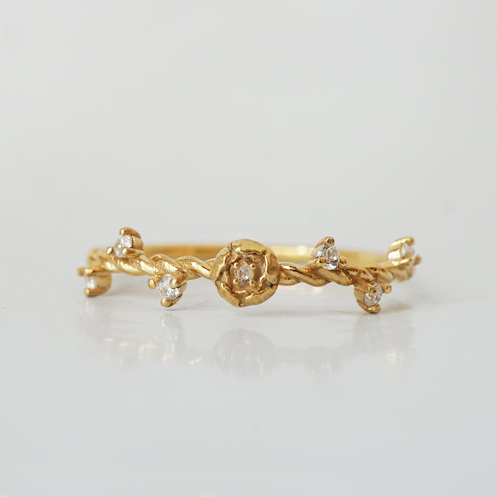 14K Mini Peony Twisted Ring - Tippy Taste Jewelry