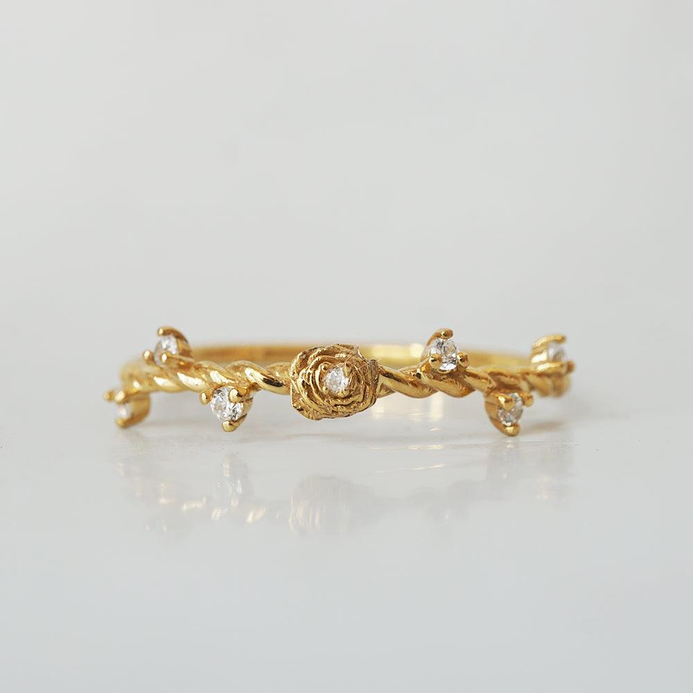 14K Mini Rose Twisted Ring - Tippy Taste Jewelry