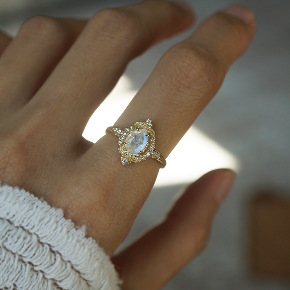 Moonstone Dreamweaver Diamond Ring in 14K and 18K Gold