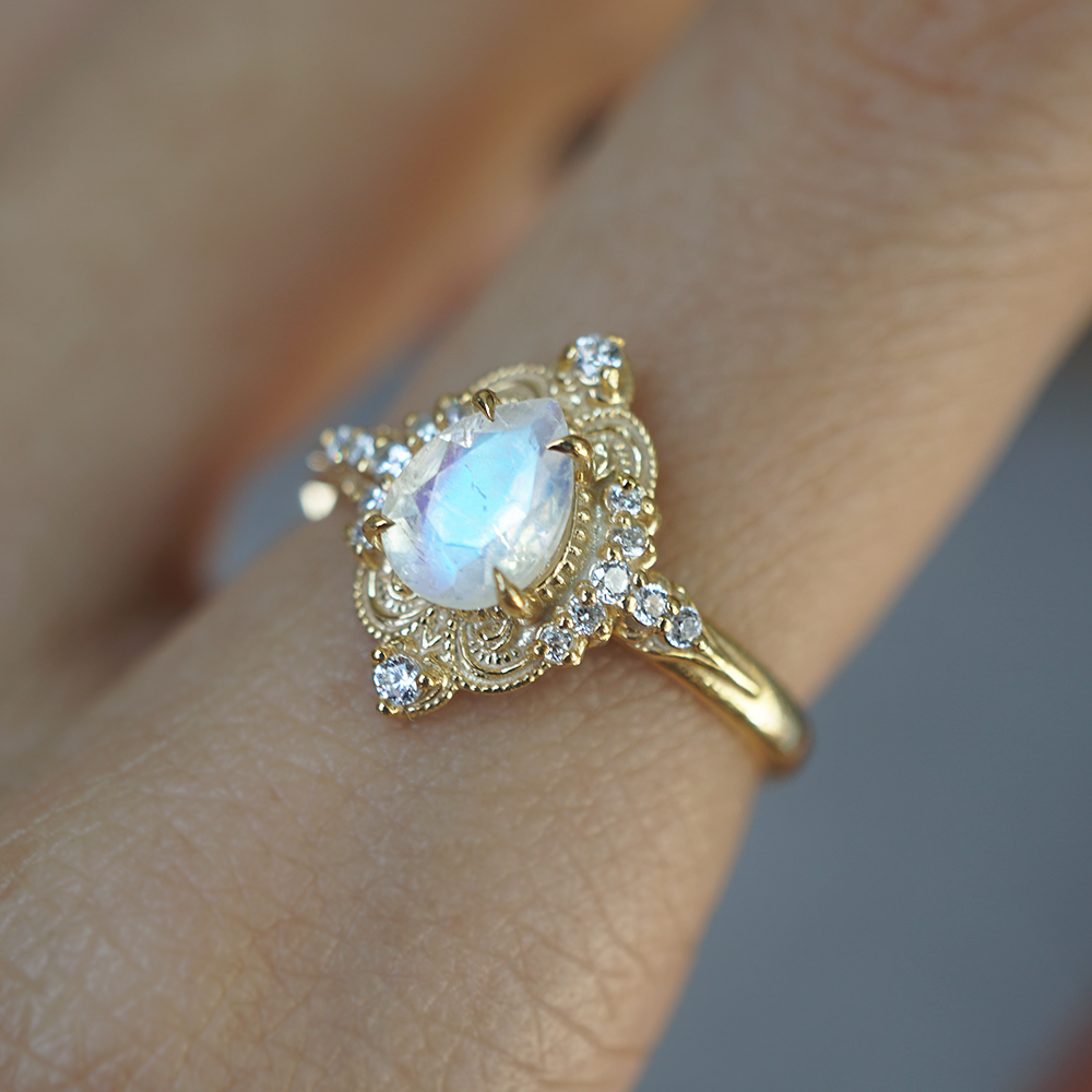 Moonstone Dreamweaver Diamond Ring in 14K and 18K Gold