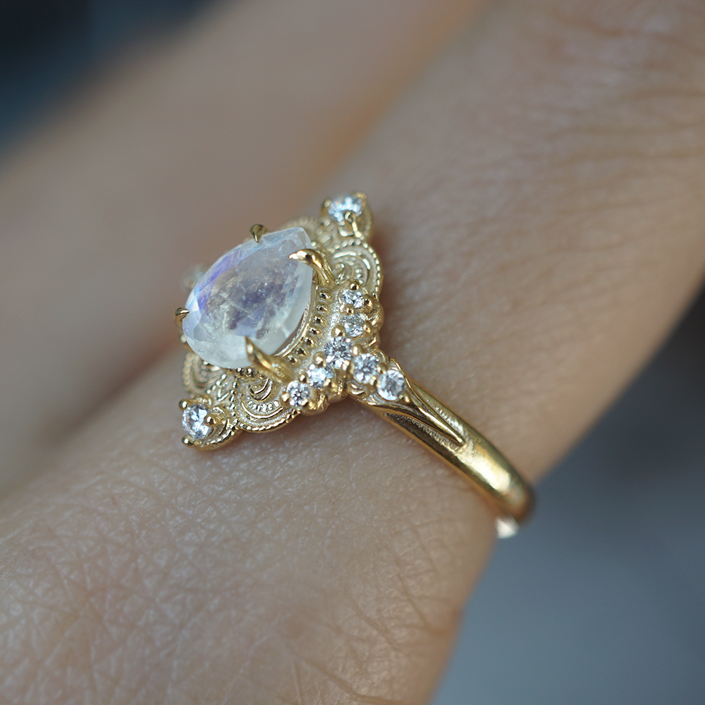 Moonstone Dreamweaver Diamond Ring in 14K and 18K Gold