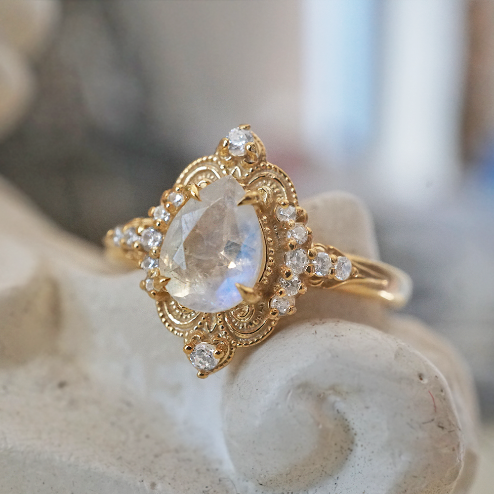 Moonstone Dreamweaver Diamond Ring in 14K and 18K Gold