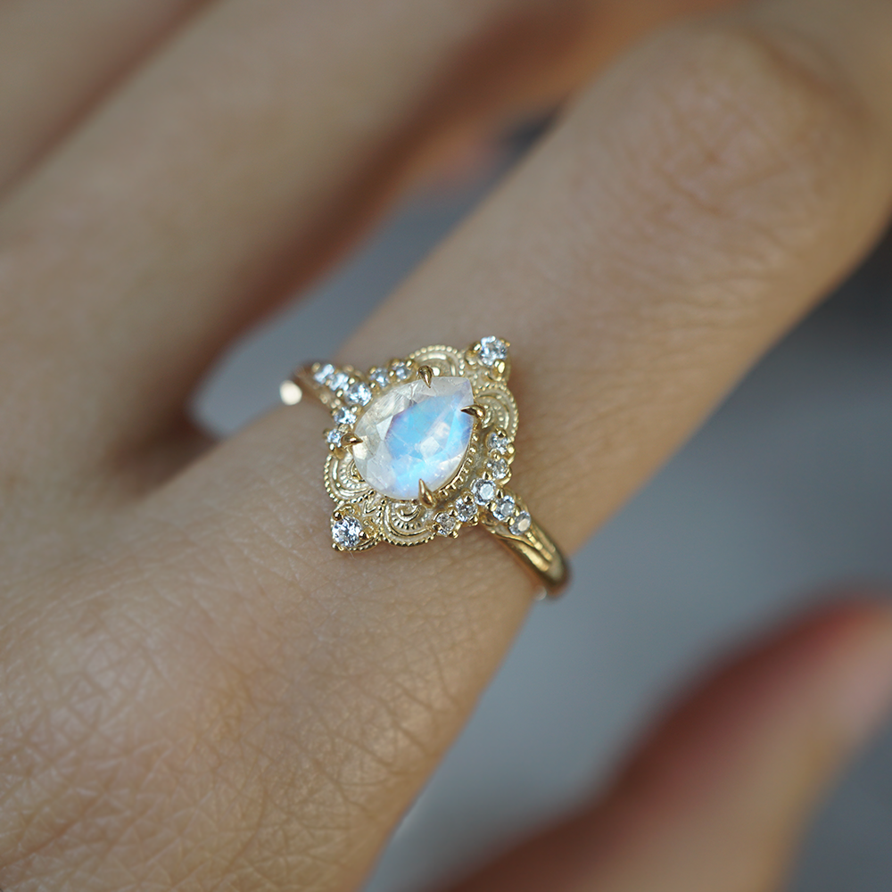 Moonstone Dreamweaver Diamond Ring in 14K and 18K Gold