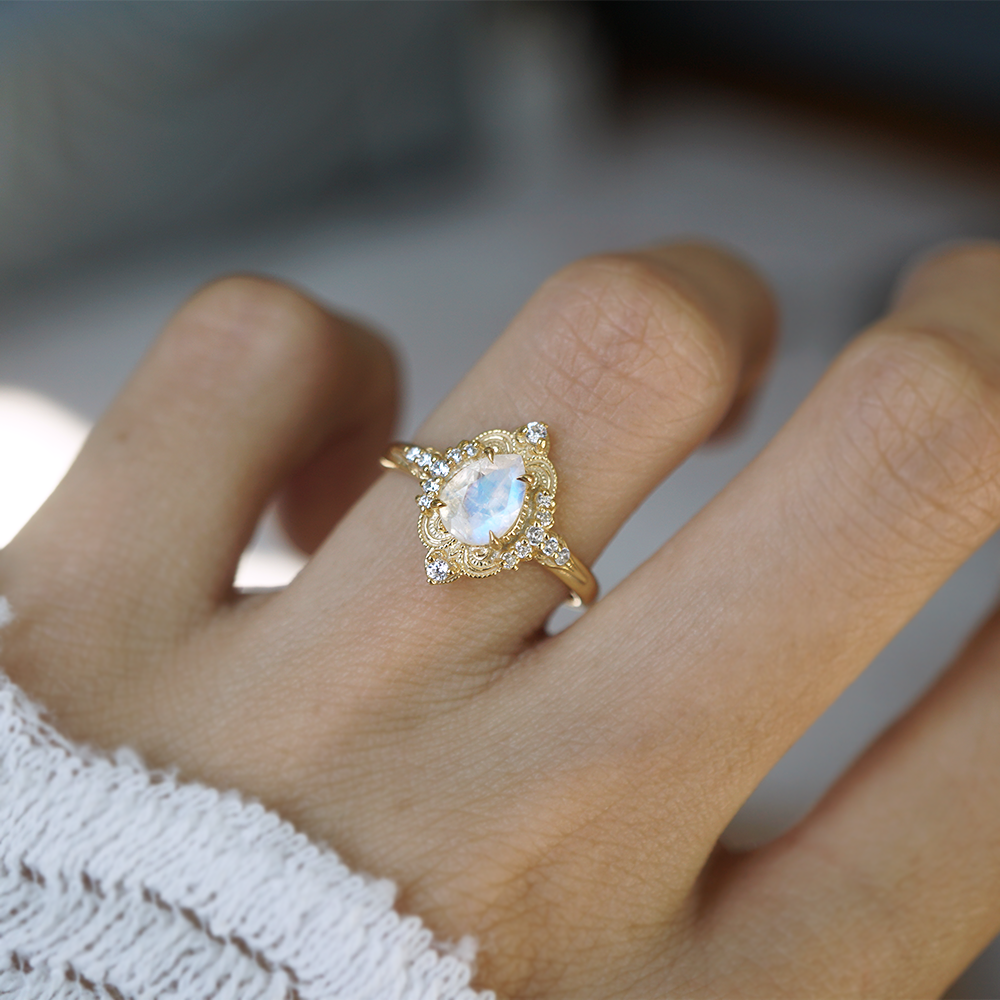 Moonstone Dreamweaver Diamond Ring in 14K and 18K Gold