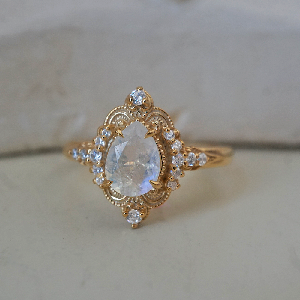 Moonstone Dreamweaver Diamond Ring in 14K and 18K Gold