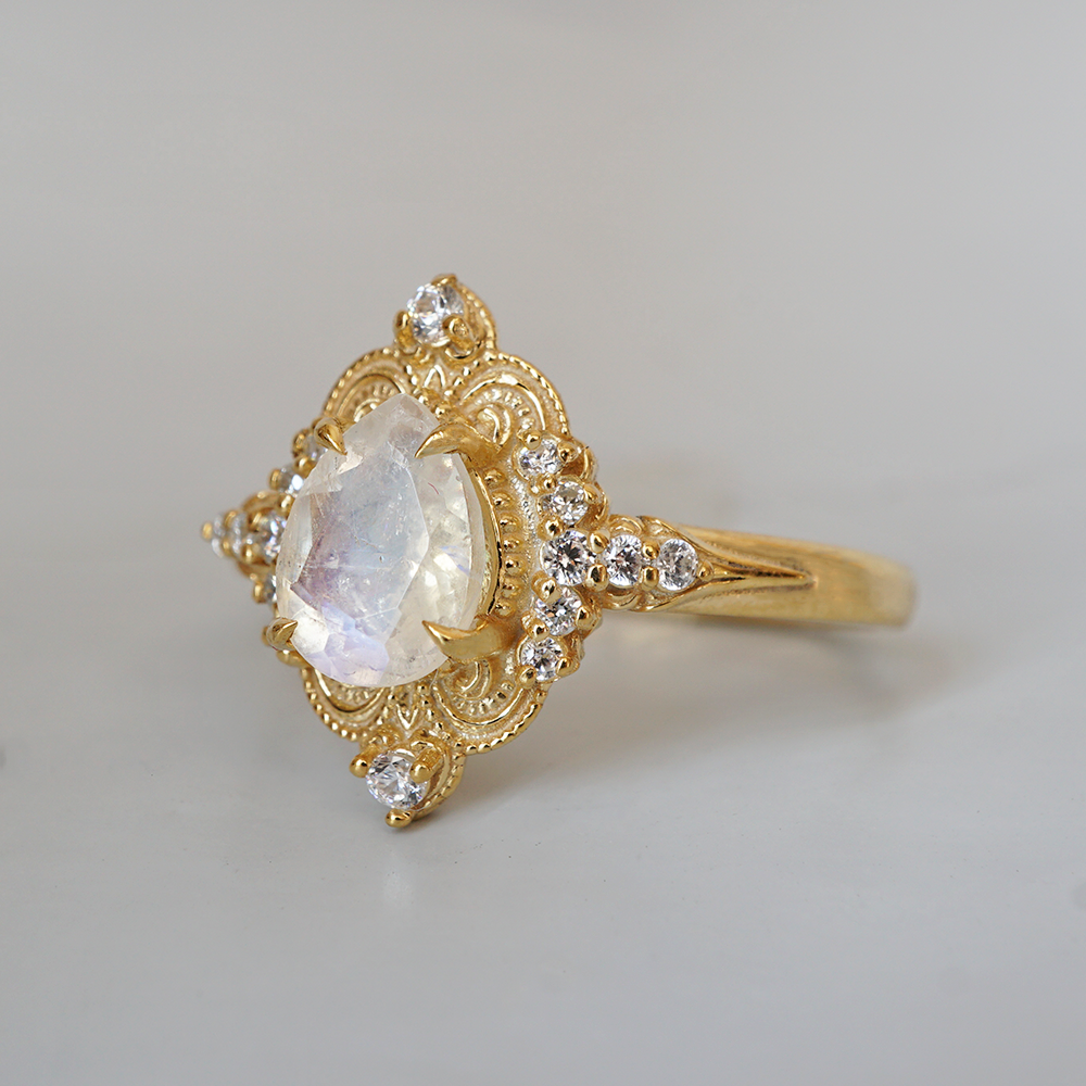 Moonstone Dreamweaver Diamond Ring in 14K and 18K Gold