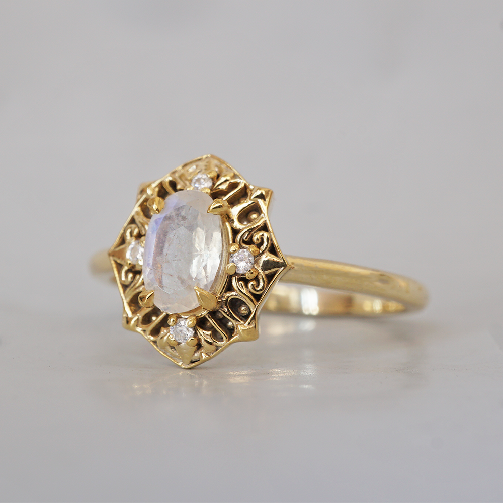 Moonstone Regalia Ring in 14K and 18K Gold