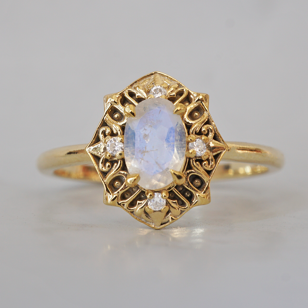 Moonstone Regalia Ring in 14K and 18K Gold