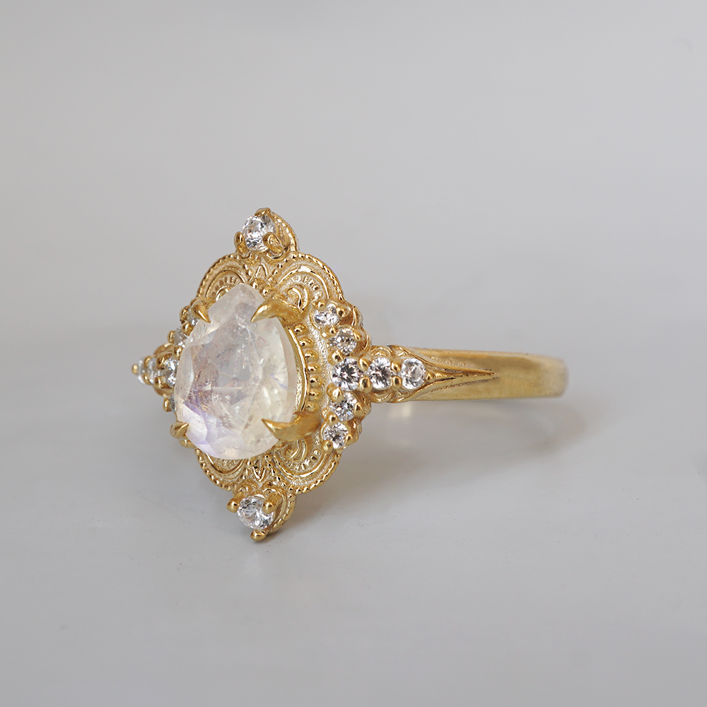 Moonstone Dreamweaver Diamond Ring in 14K and 18K Gold