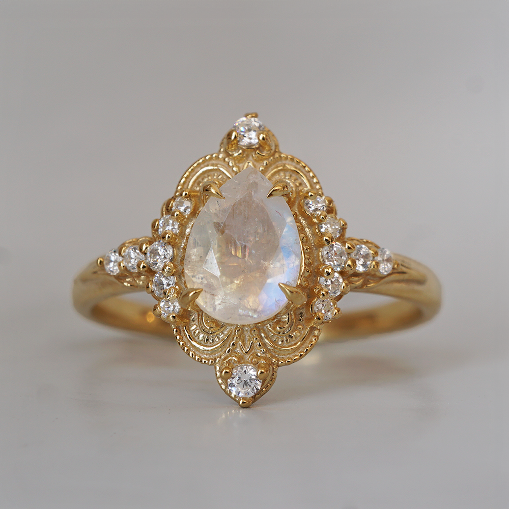 Moonstone Dreamweaver Diamond Ring in 14K and 18K Gold