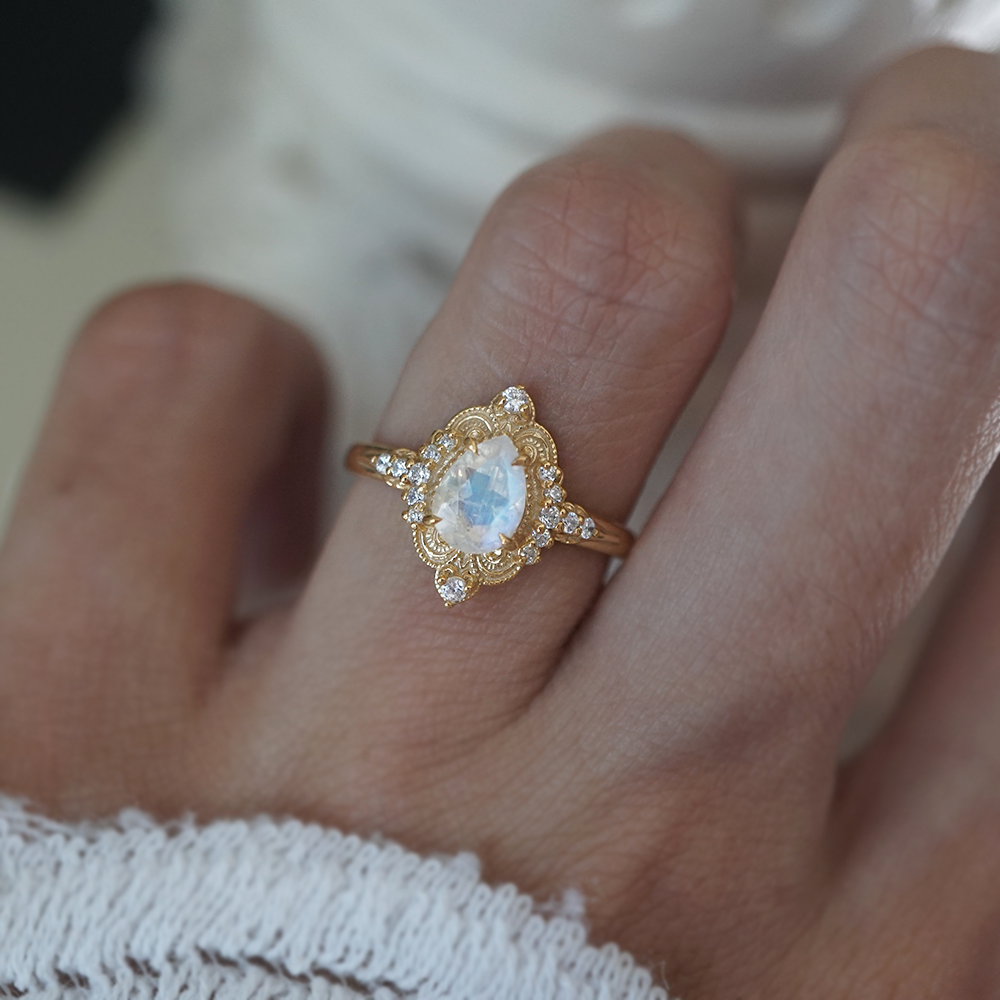 Moonstone Dreamweaver Diamond Ring in 14K and 18K Gold